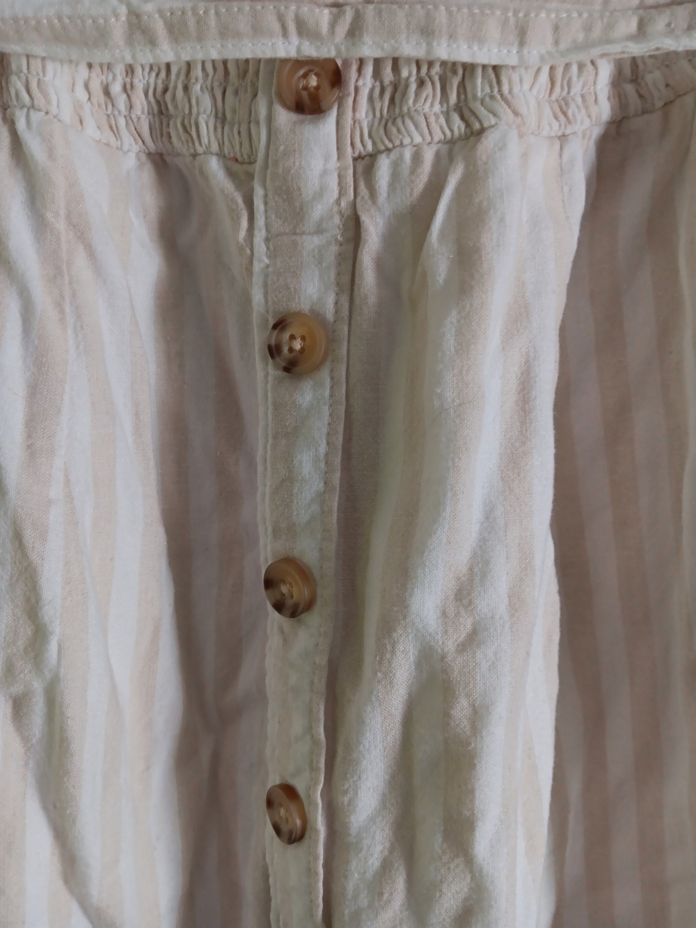 Y2K Abercrombie & Fitch Strapless Mini Dress Small Beige Smocked Button Front - Picture 7 of 7